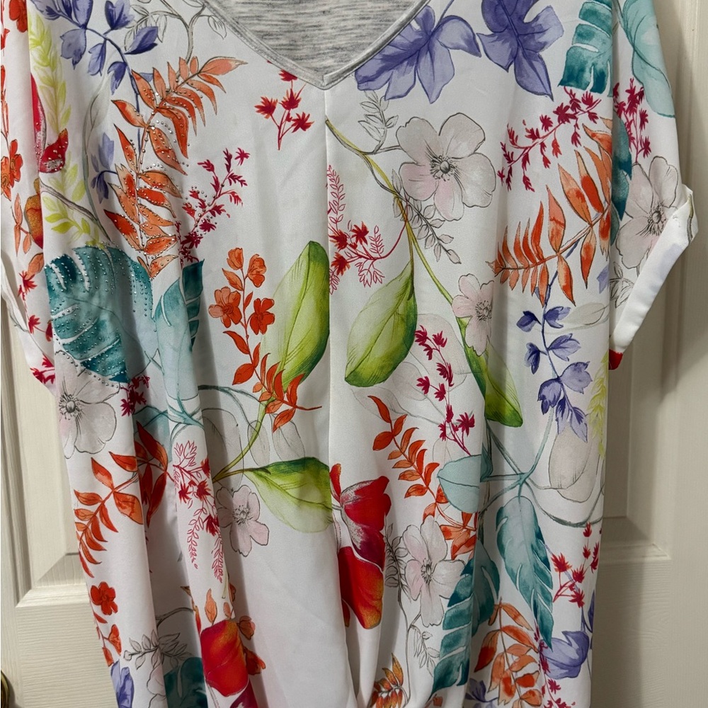Avenue Multicolor Floral V-Neck Blouse